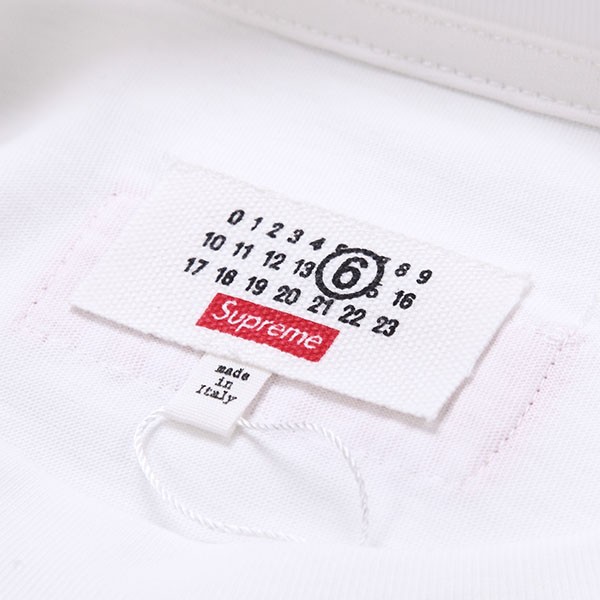 n級品 シュプリーム x mm6 偽物 メゾン マルジェラ ボックス ロゴ tシャツ ホワイト shm75807